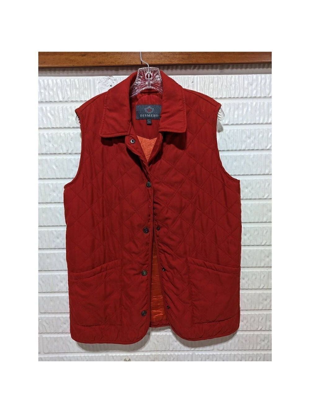 Dismero Women's Red Button-Down Quilted Vest Size M